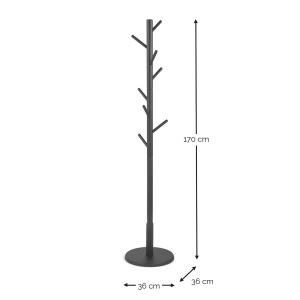 Nootas cuier 36x170x36 cm, lemn masiv lacuit, partial asamblat, negru - Verificat A · Re-Bloom - Img 5