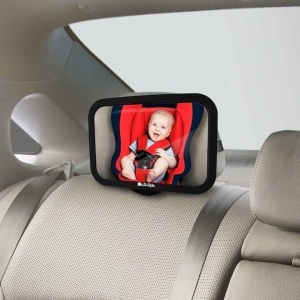 Oglinda auto supraveghere bebe, MyHappyRide, fixare tetiera, suport anti-alunecare, negru, Resigilat, Grad A - Img 3