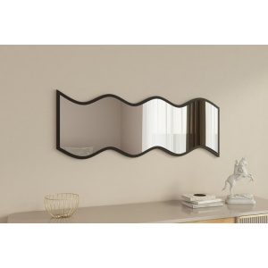 Oglinda de perete Re-Bloom, MDF/sticla, negru, 40 x 120 x 2,2 cm - Img 5