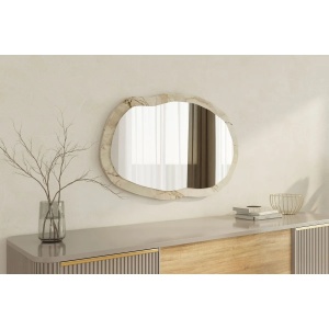 Oglinda perete 52x86x2.2 cm, rama MDF 100%, stil contemporan, efes si marmura/natur - Verificat A · Re-Bloom - Img 2