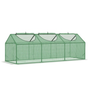 Outsunny sera compacta 180x60x60 cm, 3 ferestre rulou anti-UV, PE/otel, ventilatie ajustabila, rasaduri plante, verde - Verificat A · Re-Bloom