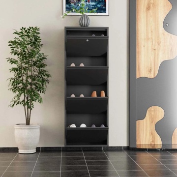 Pantofar de perete cu incuietoare 50x15x136 cm, metal 100%, antracit - Verificat A · Re-Bloom - Img 4
