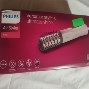 Perie rotativa cu aer cald Philips Seria 7000 BHA710/00, 1000W, ingrijire cu ioni, 2 accesorii, setare temperatura de ingrijire, peri naturali, invelis ceramic din turmalina, Alb/crem, Resigilat, Grad A - Img 2