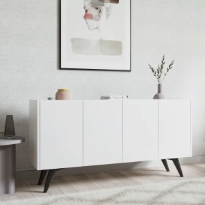 Petra Design comoda living 150x40x76 cm, PAL 18mm, spatiu depozitare, stil contemporan, alb - Verificat A · Re-Bloom - Img 2