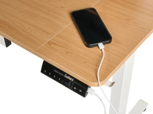 Produs Resigilat Birou electric reglabil Re-Bloom Lucama, PAL/otel, 120x60x88-133 cm, 3 memorii inaltime, port USB 18W, pad mouse inclus, 70 kg, natur/alb - Verificat A - Img 5