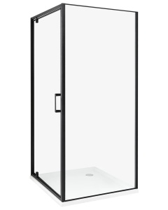 Produs Resigilat Cabina de dus Re-Bloom Darli, 90x90x185 cm, sticla securizata 6mm, cadru aluminiu, usa reversibila, negru transparent - Verificat A