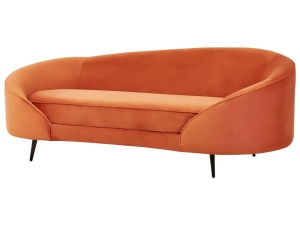 Produs Resigilat Canapea 2 locuri Re-Bloom Savar, catifea/fier/eucalipt, 183x85x75 cm, spuma 18cm, 130 kg/persoana, portocaliu/negru - Verificat A - Img 3