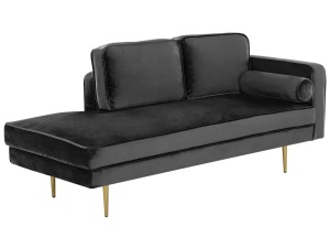 Produs Resigilat Canapea dreapta Re-Bloom Miramas, catifea/metal, 171x79x63 cm, spuma 50 kg/m3, 350 kg, perne incluse, negru - Verificat A - Img 6