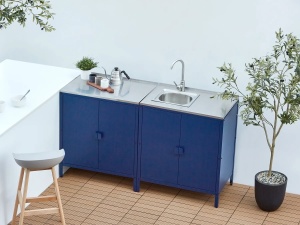 Produs Resigilat Dulap bucatarie exterior Re-Bloom Vilama, otel/inox, 80x50x90 cm, rezistenta UV, albastru inchis - Verificat A - Img 2
