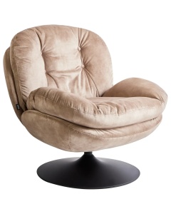 Produs Resigilat Fotoliu rotativ Re-Bloom Nolvik, catifea/otel, 82x85x82 cm, rotire 360°, spuma, 250 kg, bej/negru - Verificat A