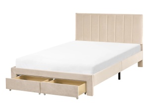 Produs Resigilat Pat Re-Bloom Lonzac, 120x200 cm, catifea/lemn, somiera 12 lamele, tablie 125x51 cm, picioare 28 cm, bej - Verificat A - Img 7