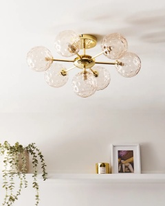 Produs Resigilat Plafoniera Re-Bloom Anadyr, sticla/metal, 52x52x28 cm, 7 lumini G9 max 25W, 230V, bec neinclus, auriu - Verificat A - Img 6