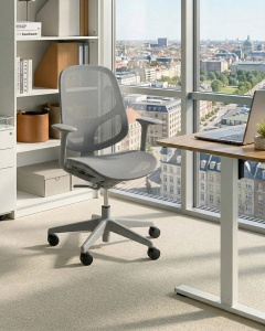 Produs Resigilat Scaun de birou Re-Bloom Aeri, plasa/polipropilena, 60x60x93-103 cm, 150 kg, gri deschis - Verificat A - Img 2
