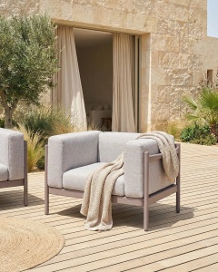 Produs Resigilat Set 2 fotolii de gradina Re-Bloom Ferretti, plastic/textil, 98x73x68 cm, perne incluse, 150 kg, gri/taupe - Verificat A - Img 3