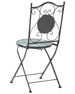 Produs Resigilat Set 2 scaune de gradina Re-Bloom Cozzana, fier/ceramica, 40x45x90 cm, negru/verde - Verificat A - Img 5
