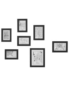 Produs Resigilat Set 7 rame foto Re-Bloom Denkoro, MDF/hartie, 8x9 cm, cadru 2cm, negru - Verificat A