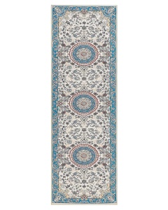 Produs Resigilat Traversa Re-Bloom Gordes, poliester, 80x240 cm, grosime 1 cm, bej/albastru - Verificat A