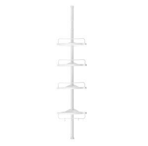 Raft de colt pentru baie Songmics, 4 nivele, otel/plastic, alb, 35 x 25 x 85-305 cm, Resigilat, Grad A