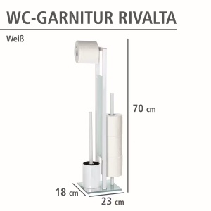 Rivalta suport hartie igienica si perie toaleta 3in1 18x70x20 cm, otel/sticla/plastic, alb - Verificat A · Re-Bloom - Img 5