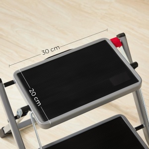 Scara pliabila cu 2 trepte Songmics, otel, gri/negru, 49 x 47 x 43 cm, Resigilat, Grad A - Img 2