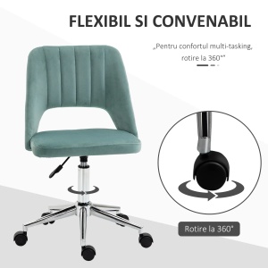 Scaun ergonomic pentru birou, otel/poliester/nylon, verde petrol/argintiu, 49 x 54 x 79-91 cm, Resigilat, Grad A - Img 5