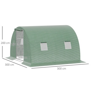 Sera tunel de gradina Re-Bloom, otel galvanizat/PE, 300x300x200 cm, usa 100x180 cm cu incuietoare, 4 ferestre 38x38 cm, anti-vant nivel 3, verde - Verificat A · Re-Bloom - Img 2