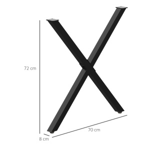 Set 2 picioare in forma de X pentru masa Re-Bloom, otel, negru, 70 x 8 x 72 cm, Resigilat, Grad A - Img 3