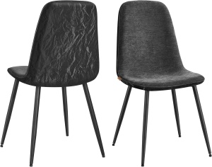 Set 2 scaune tapitate Vasagle, lemn/textil/piele PU, gri/negru, 44,5 x 55 x 85,5 cm, Resigilat, Grad A