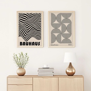 Set 2 tablouri decorative Re-Bloom, MDF, natur/negru, 50 x 70 cm - Img 2