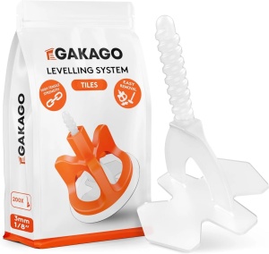 Set 200 tije pentru nivelarea placilor de faianta/gresie Gakago, plastic, alb/portocaliu, 3 mm