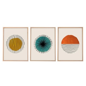 Set 3 tablouri decorative MDF/lemn masiv, 3x50x70 cm, MDF 3mm, cadru lemn masiv 2.5 cm, multicolor - Verificat A · Re-Bloom