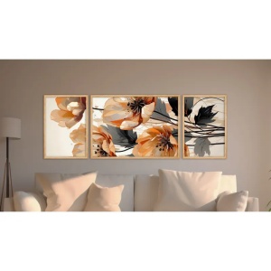 Set 3 tablouri decorative, MDF/lemn, model floral, dimensiuni totale 50x140 cm, multicolor - Verificat A · Re-Bloom - Img 2