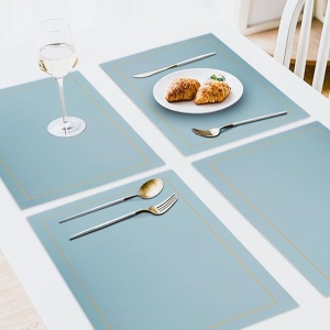 Set 4 naproane pentru farfurii HAISIGE, piele, albastru, lavabil, 45X30cm - Img 4