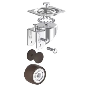 Set 4 roti universale GBL transport, poliuretan, 50mm, pivotante 360°, 200kg, argintiu/negru - Verificat A · Re-Bloom - Img 2