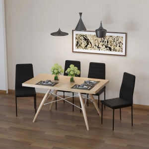 Set 4 scaune tapitate Re-Bloom, textil poliester efect in/metal, 41x50x97 cm, sezut 47 cm, 120 kg, negru - Verificat A · Re-Bloom - Img 3