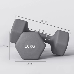 Set de 2 gantere hexagonale, antiaderente, metal/plastic, gri, 26 x 12 x 12 cm, 10 KG, Resigilat, Grad A - Img 3