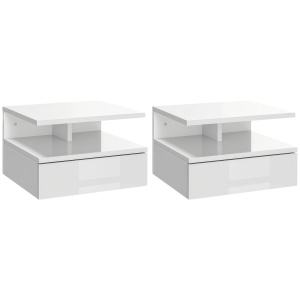Set de 2 noptiere suspendate Re-Bloom, PAL, alb lucios, 35 x 32 x 22,5 cm, Resigilat, Grad A