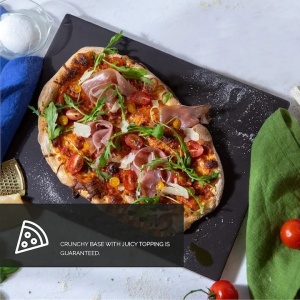 Set de pizza, lopata din aluminiu 30.5 x 85 cm, piatra de copt 38 x 30 cm, Negru, Resigilat, Grad A - Img 3