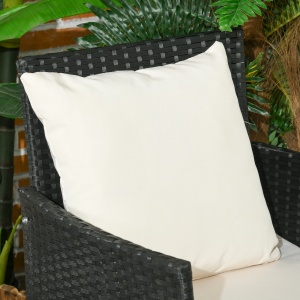 Set gradina 4 piese Re-Bloom, otel/ratan PE/poliester/sticla, 2 scaune 58x60x81 cm + fotoliu 2 locuri 101x60x81 cm + masa 71x41x38 cm, negru/crem - Verificat A · Re-Bloom - Img 5