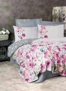 Set husa pilota + 2 fete de perna, bumbac ranforce 100%, 200x200 cm + 2x80x80 cm, model floral, multicolor - Verificat A · Re-Bloom