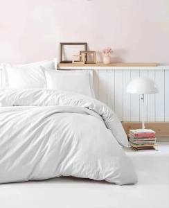 Set husa pilota + fata de perna, satin bumbac 100%, 135x200 cm + 80x80 cm, alb - Verificat A · Re-Bloom