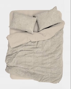 Set husa pilota + fata de perna, satin bumbac 100%, 135x200 cm + 80x80 cm, bej - Verificat A · Re-Bloom