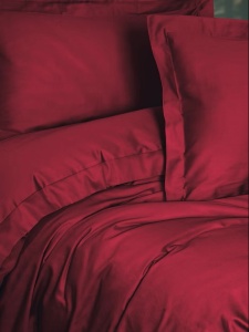 Set husa pilota + fata de perna, satin bumbac 100%, 155x220 cm + 80x80 cm, rosu - Verificat A · Re-Bloom - Img 2