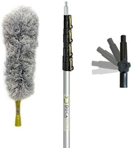 Set maner telescopic cu pamatuf DocaPole, aluminiu/microfibra, argintiu/negru/gri, 9.1 m
