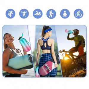 Set sticla pentru apa si o perie Myforest, silicon, albastru/roz, 10,9 x 29,9 cm, 2,2 L - Img 4