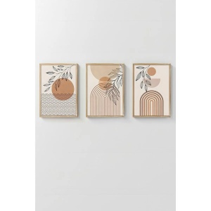 Set tablou decorativ Re-Bloom, 3 piese, MDF/lemn masiv, multicolor, 33 x 48 cm