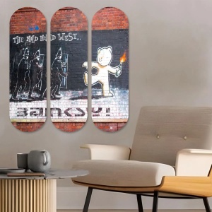 Set tablou decorativ Re-Bloom, 3 piese, MDF, multicolor, 20 x 70 cm - Img 3