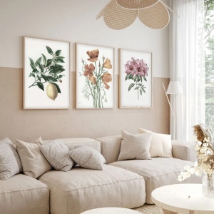 Set tablouri decorative Re-Bloom, 3 piese, model floral, MDF/lemn masiv, multicolor, 50 x 35 cm - Img 2