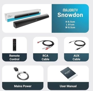Soundbar cu Subwoofer integrat, Majority, Snowdon, 2.1, Bluetooth, PC, Wireless, AUX, 120 W, negru, Resigilat, Grad A - Img 4