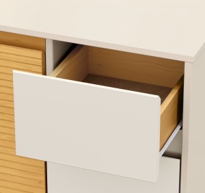 Stady dulap pentru lavoar 83x62x35 cm, 1 usa, 2 sertare, lemn masiv pin lacuit, bej/pin natural - Verificat A · Re-Bloom - Img 5